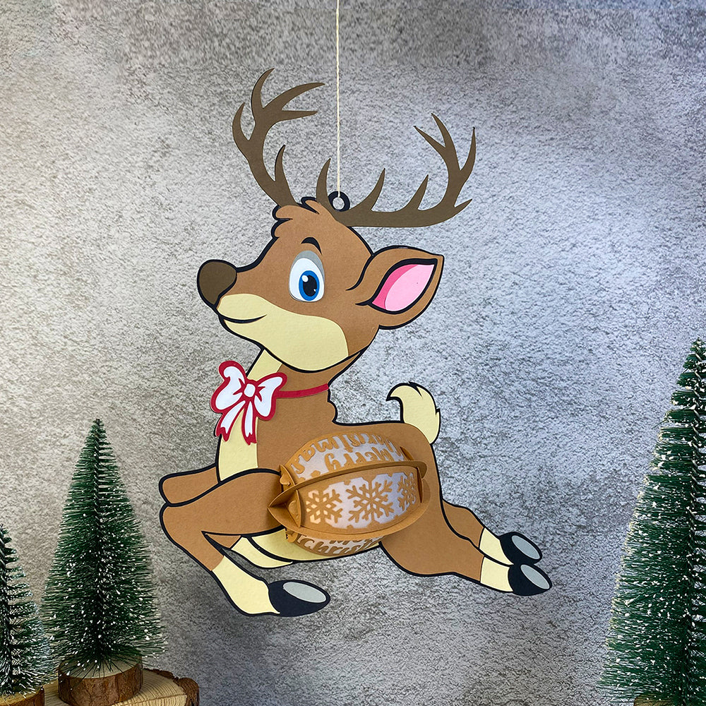 Deer - 3D Christmas Paper Cut Lantern File - Cricut File  - VEKTOR KRAFT
