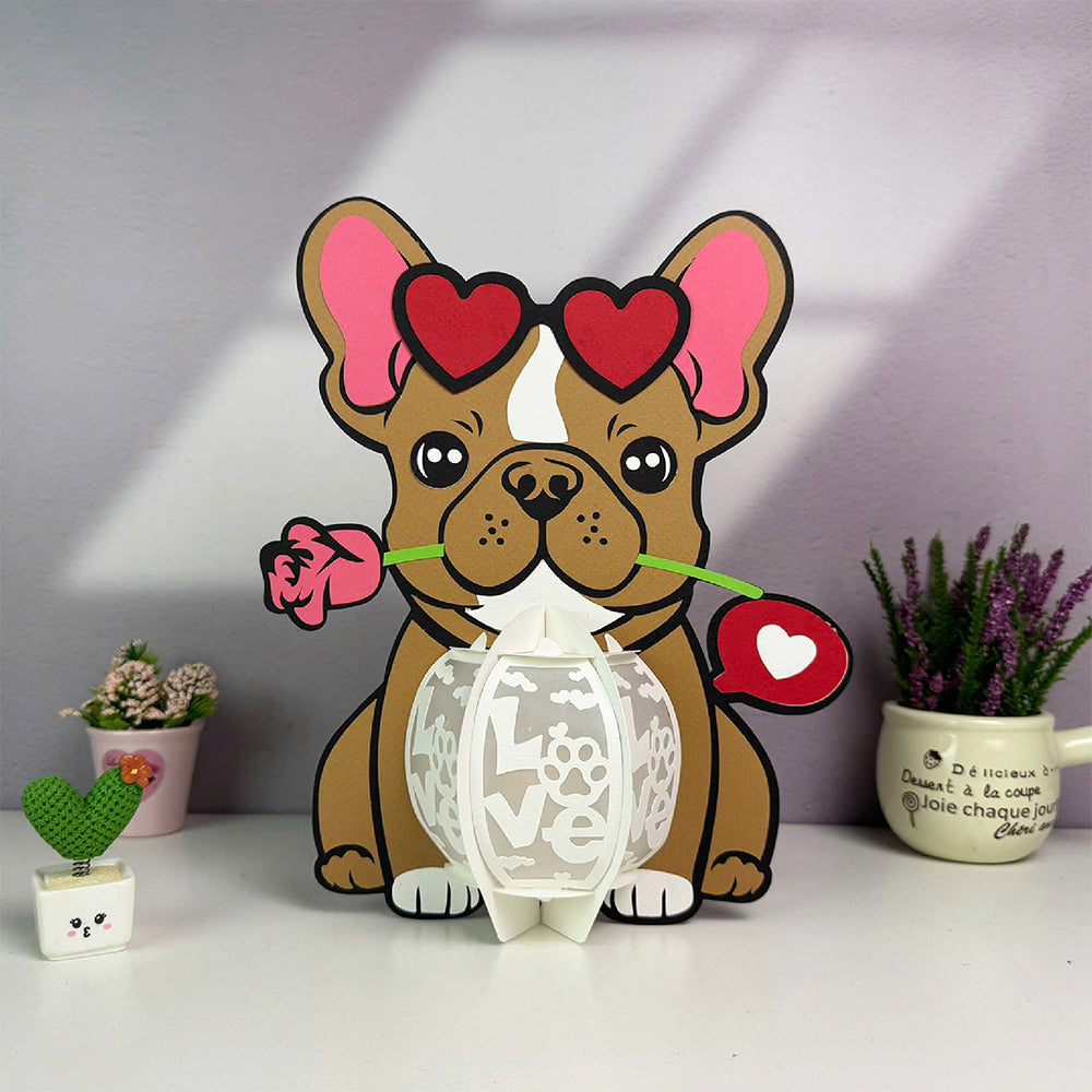 Dog Love - 3D Valentine Paper Cut Lantern File  - Cricut File  - VEKTOR KRAFT