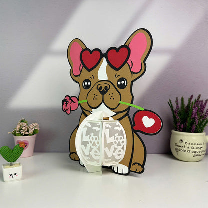 Dog Love - 3D Valentine Paper Cut Lantern File  - Cricut File  - VEKTOR KRAFT