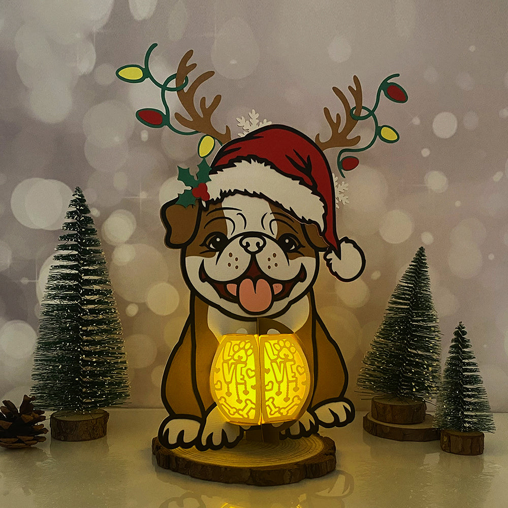 Christmas Dog - 3D Christmas Paper Cut Lantern File - Cricut File  - VEKTOR KRAFT