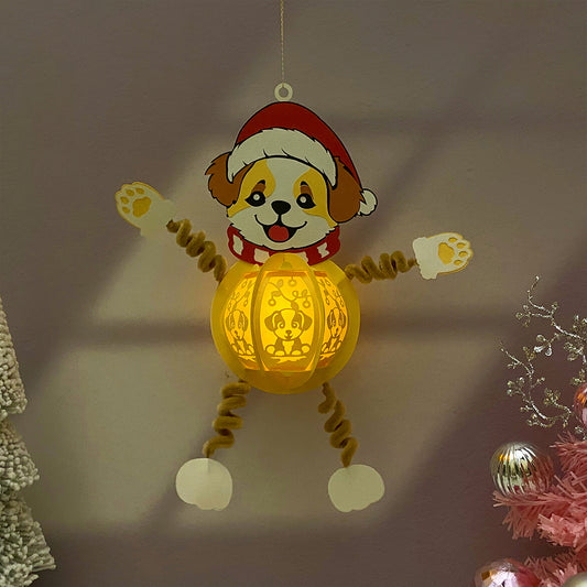 Dog Christmas Hanging - 3D Christmas Paper Cut Lantern File - Cricut File  - VEKTOR KRAFT