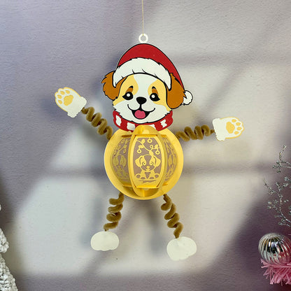 Dog Christmas Hanging - 3D Christmas Paper Cut Lantern File - Cricut File  - VEKTOR KRAFT