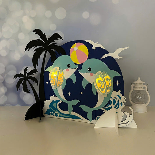Dolphin - 3D Animal Paper Cut Lantern File  - Cricut File  - VEKTOR KRAFT