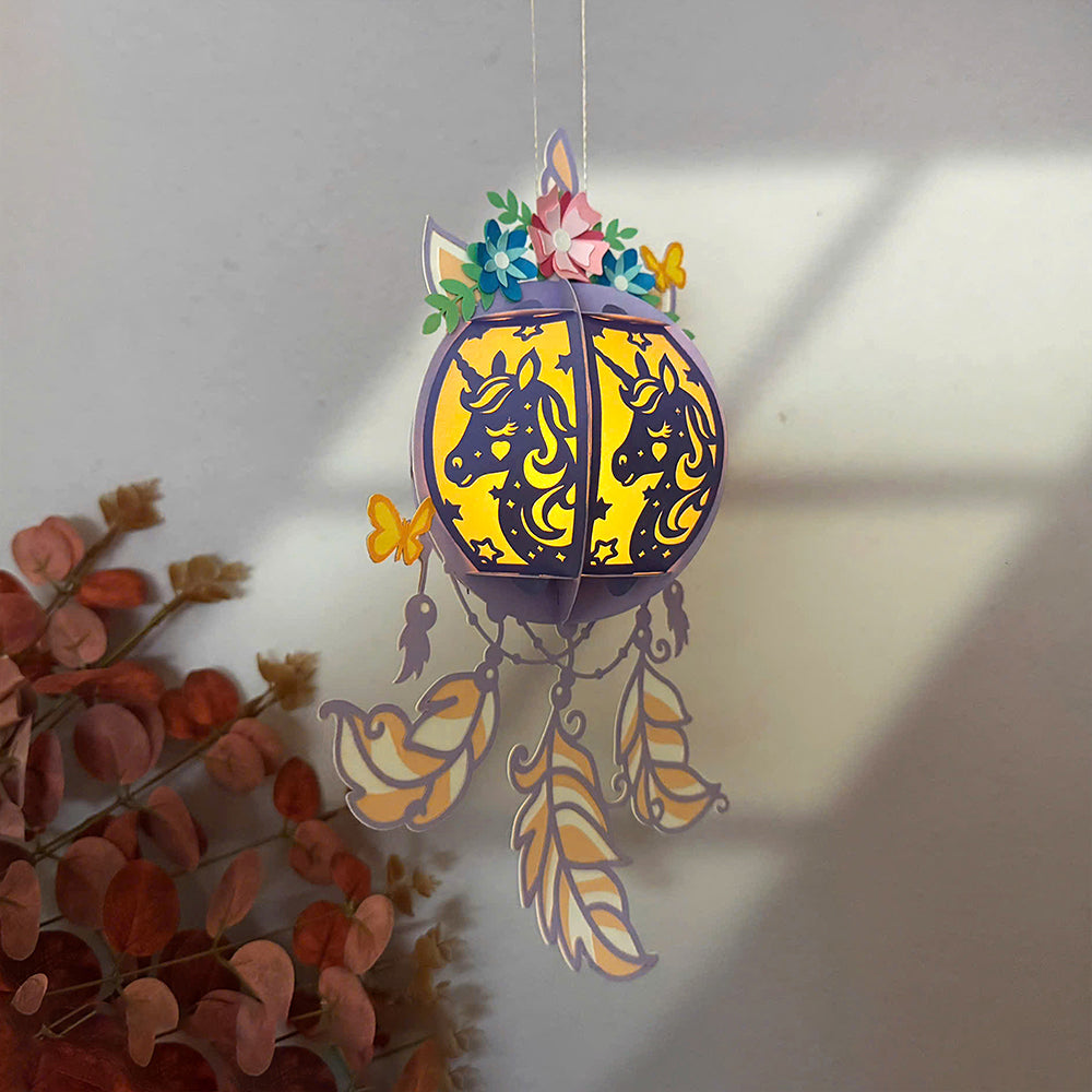 Dreamcatcher Unicorn - 3D Paper Cut Lantern File  - Cricut File  - VEKTOR KRAFT