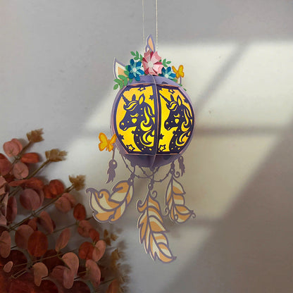 Dreamcatcher Unicorn - 3D Paper Cut Lantern File  - Cricut File  - VEKTOR KRAFT