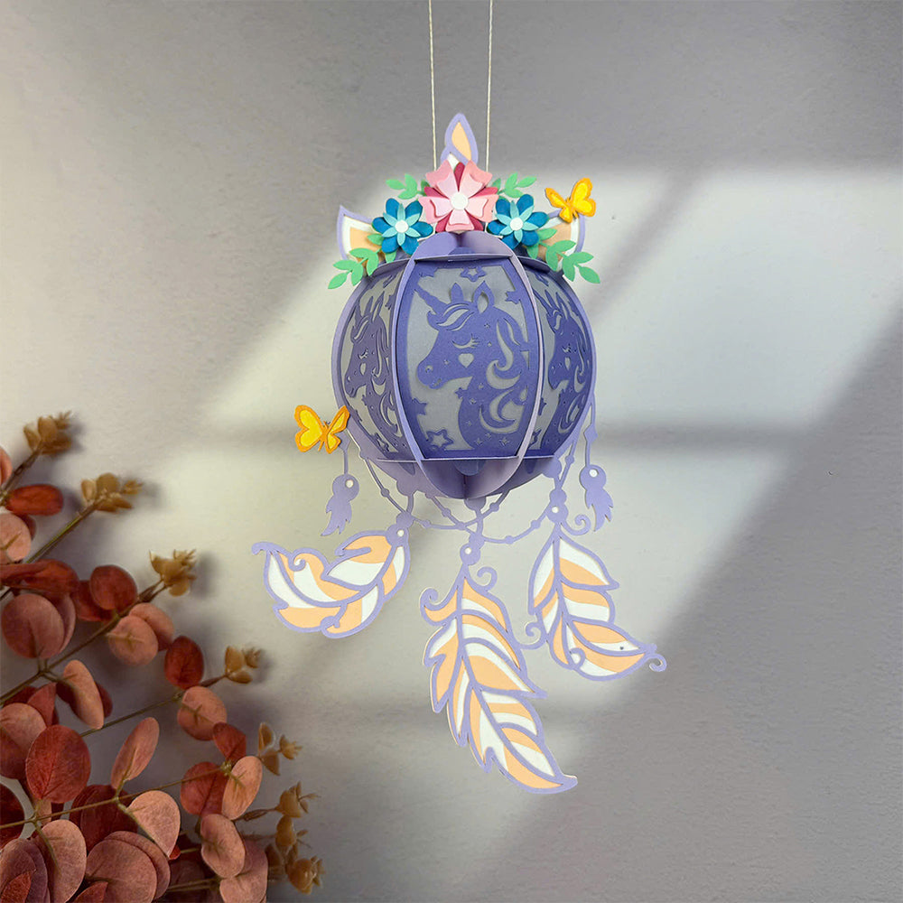Dreamcatcher Unicorn - 3D Paper Cut Lantern File  - Cricut File  - VEKTOR KRAFT