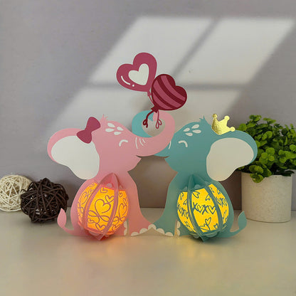 Elephant Couple - 3D Valentine Paper Lantern File  - Cricut File  - VEKTOR KRAFT