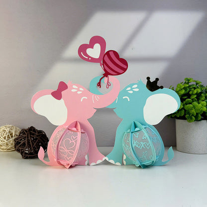 Elephant Couple - 3D Valentine Paper Lantern File  - Cricut File  - VEKTOR KRAFT