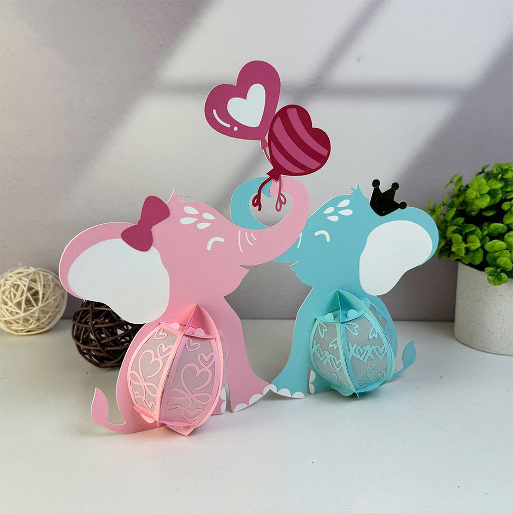 Elephant Couple - 3D Valentine Paper Lantern File  - Cricut File  - VEKTOR KRAFT