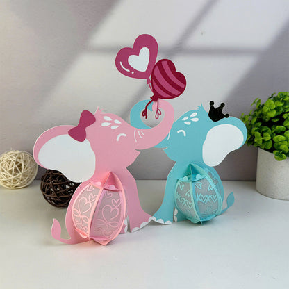 Elephant Couple - 3D Valentine Paper Lantern File  - Cricut File  - VEKTOR KRAFT