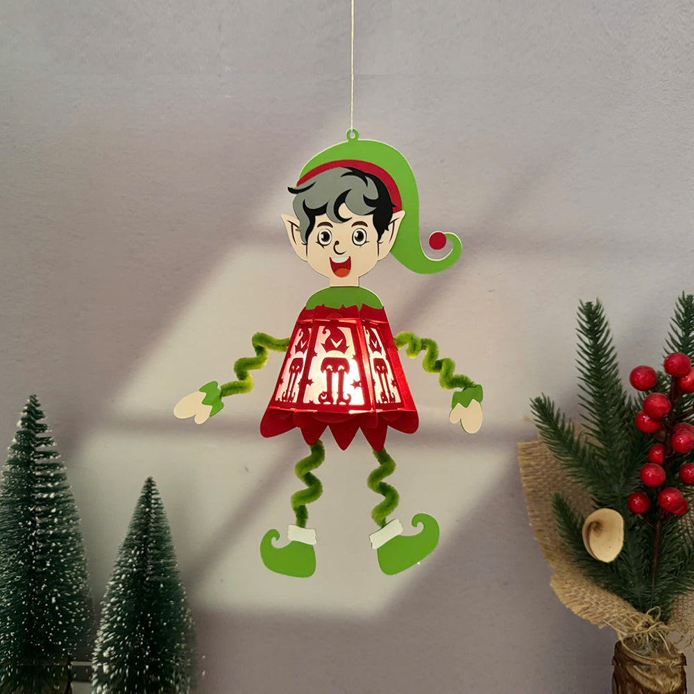 Elf Hanging - 3D Christmas Paper Cut Lantern File - Cricut File  - VEKTOR KRAFT