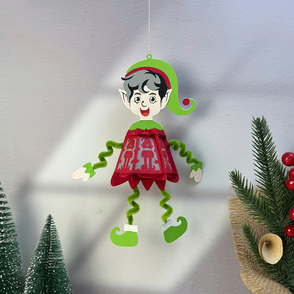 Elf Hanging - 3D Christmas Paper Cut Lantern File - Cricut File  - VEKTOR KRAFT