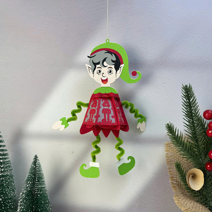 Elf Hanging - 3D Christmas Paper Cut Lantern File - Cricut File  - VEKTOR KRAFT