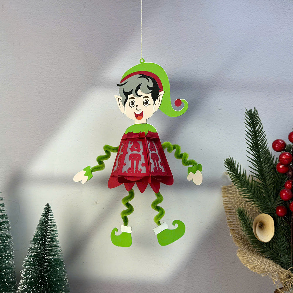 Elf Hanging - 3D Christmas Paper Cut Lantern File - Cricut File  - VEKTOR KRAFT