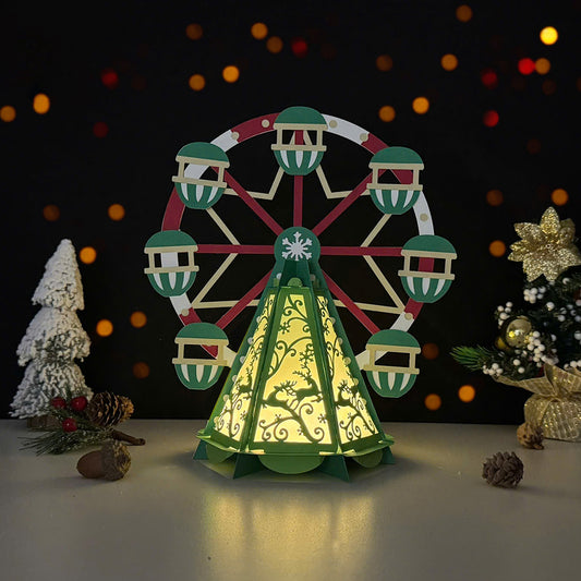 Ferris wheel Christmas - 3D Christmas Paper Cut Lantern File - Cricut File  - VEKTOR KRAFT