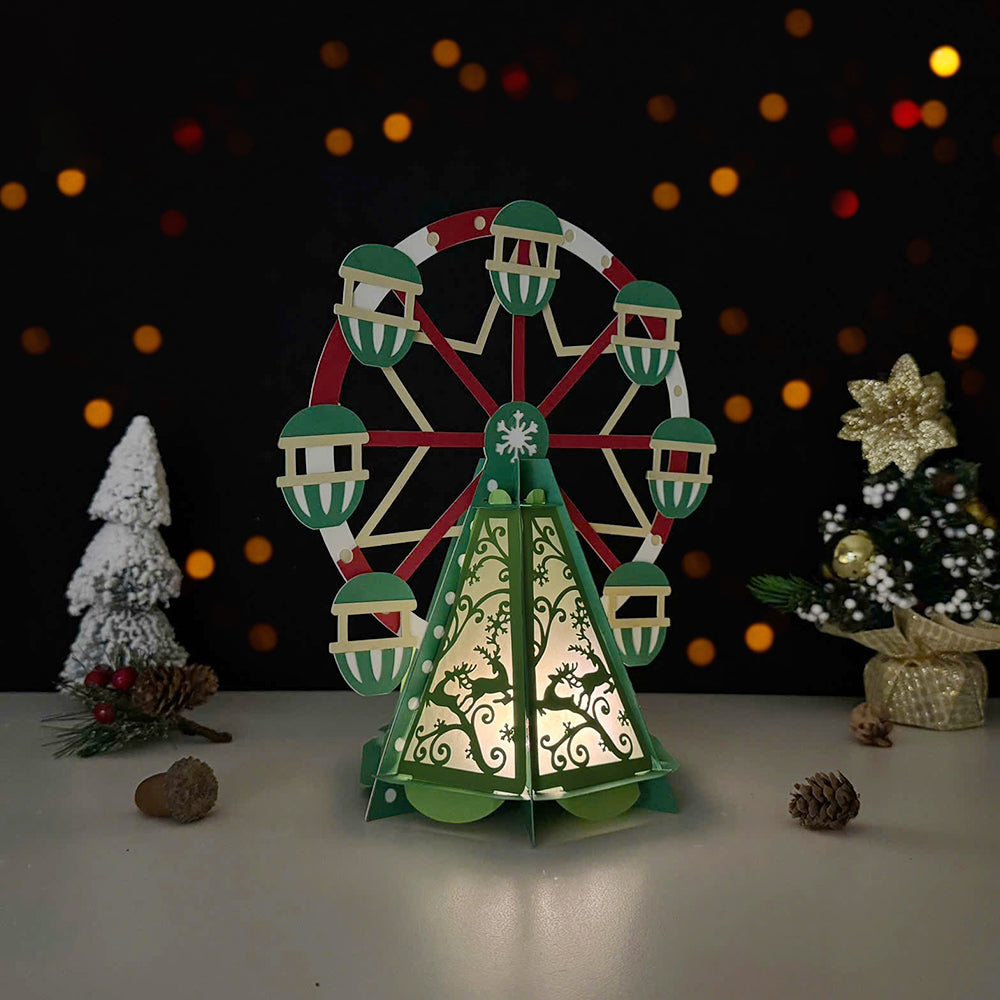 Ferris wheel Christmas - 3D Christmas Paper Cut Lantern File - Cricut File  - VEKTOR KRAFT