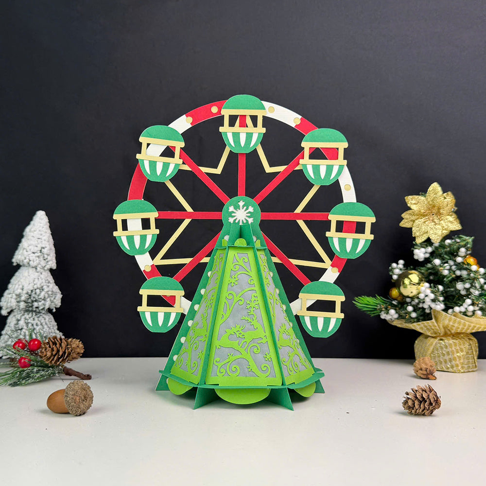 Ferris wheel Christmas - 3D Christmas Paper Cut Lantern File - Cricut File  - VEKTOR KRAFT