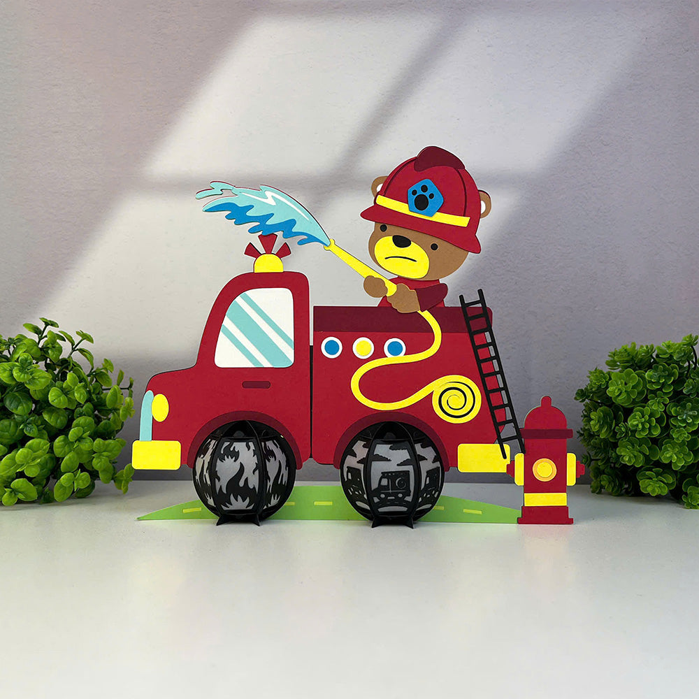 Fire Truck - 3D Paper Lantern File  - Cricut File  - VEKTOR KRAFT