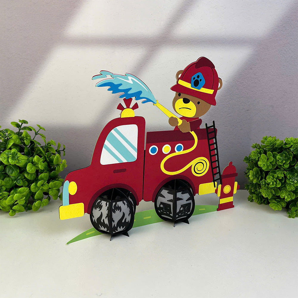 Fire Truck - 3D Paper Lantern File  - Cricut File  - VEKTOR KRAFT
