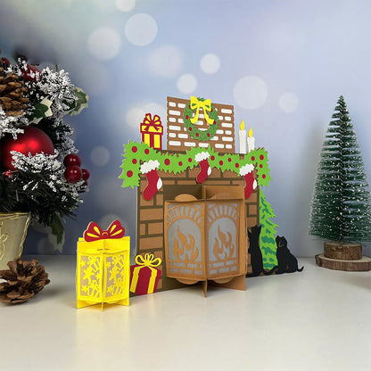 Fireplace - 3D Christmas Paper Cut Lantern File - Cricut File  - VEKTOR KRAFT