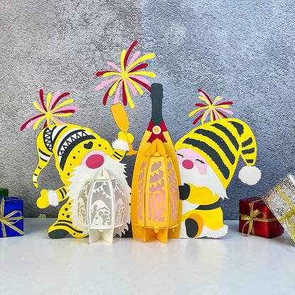 Fireworks Gnome - 3D New Year Paper Cut Lantern File  - Cricut File  - VEKTOR KRAFT