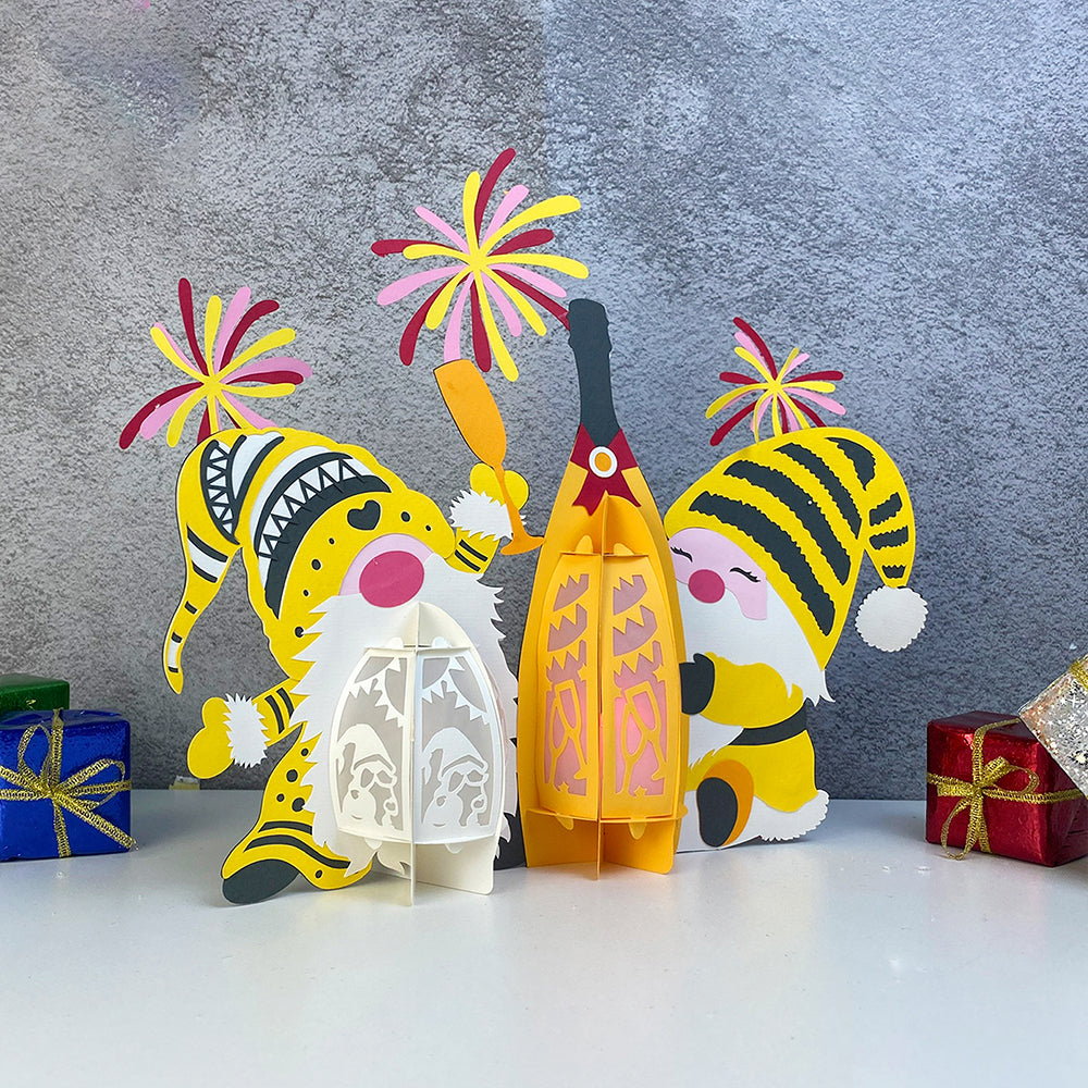 Fireworks Gnome - 3D New Year Paper Cut Lantern File  - Cricut File  - VEKTOR KRAFT