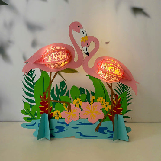 Flamingo Couple - 3D Animal Paper Lantern File  - Cricut File  - VEKTOR KRAFT
