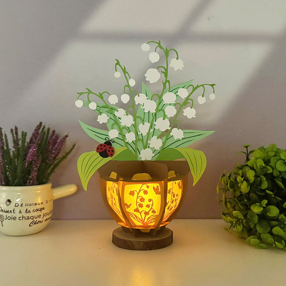 Lily Of The Valley - 3D Flower Pot Paper Lantern File  - Cricut File  - VEKTOR KRAFT