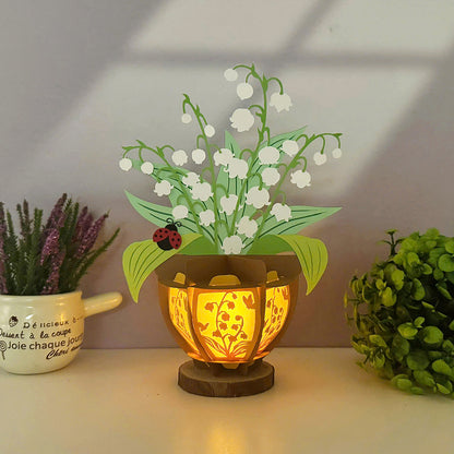 Lily Of The Valley - 3D Flower Pot Paper Lantern File  - Cricut File  - VEKTOR KRAFT