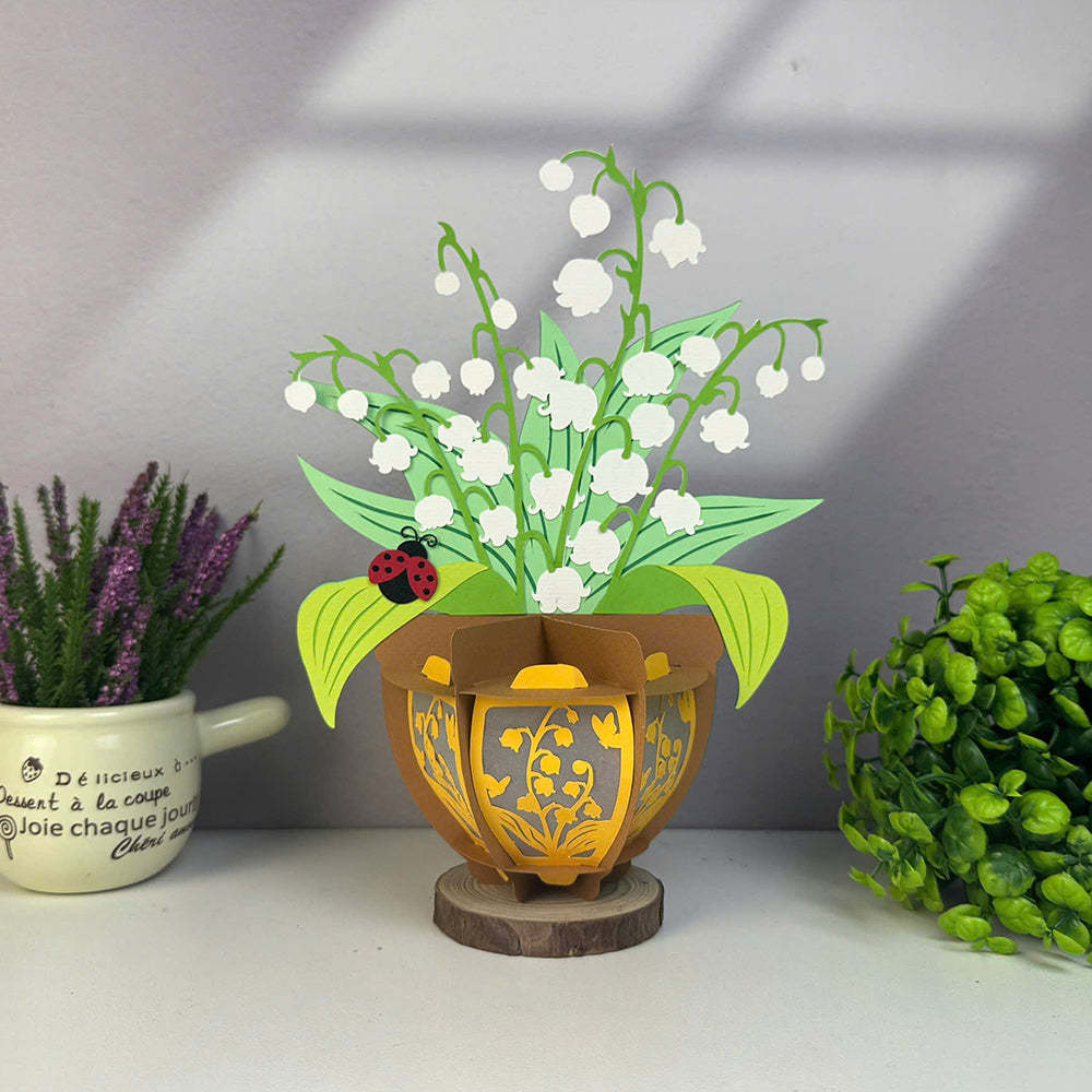 Lily Of The Valley - 3D Flower Pot Paper Lantern File  - Cricut File  - VEKTOR KRAFT