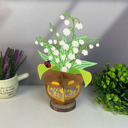 Lily Of The Valley - 3D Flower Pot Paper Lantern File  - Cricut File  - VEKTOR KRAFT