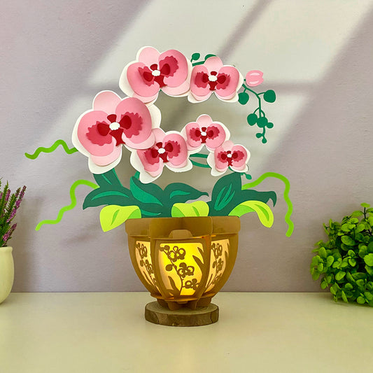Orchid - 3D Flower Pot Paper Lantern File  - Cricut File  - VEKTOR KRAFT