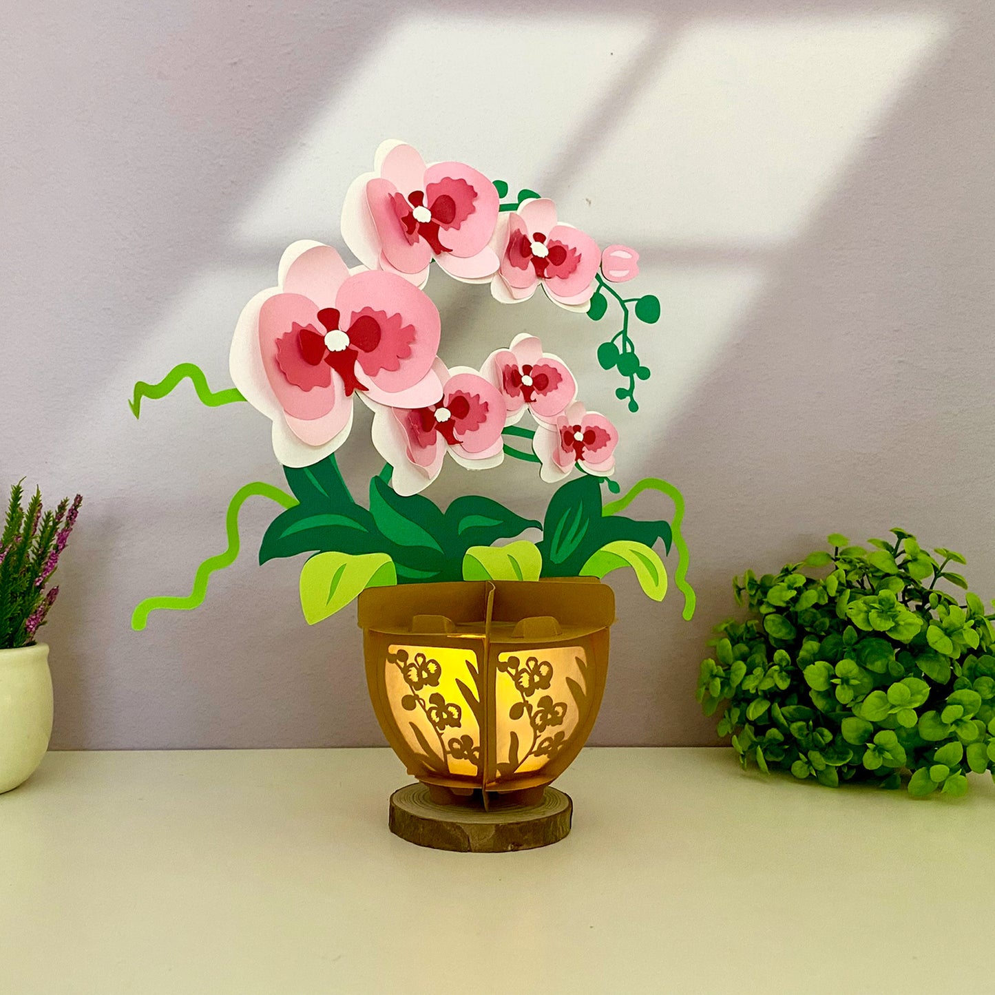 Orchid - 3D Flower Pot Paper Lantern File  - Cricut File  - VEKTOR KRAFT