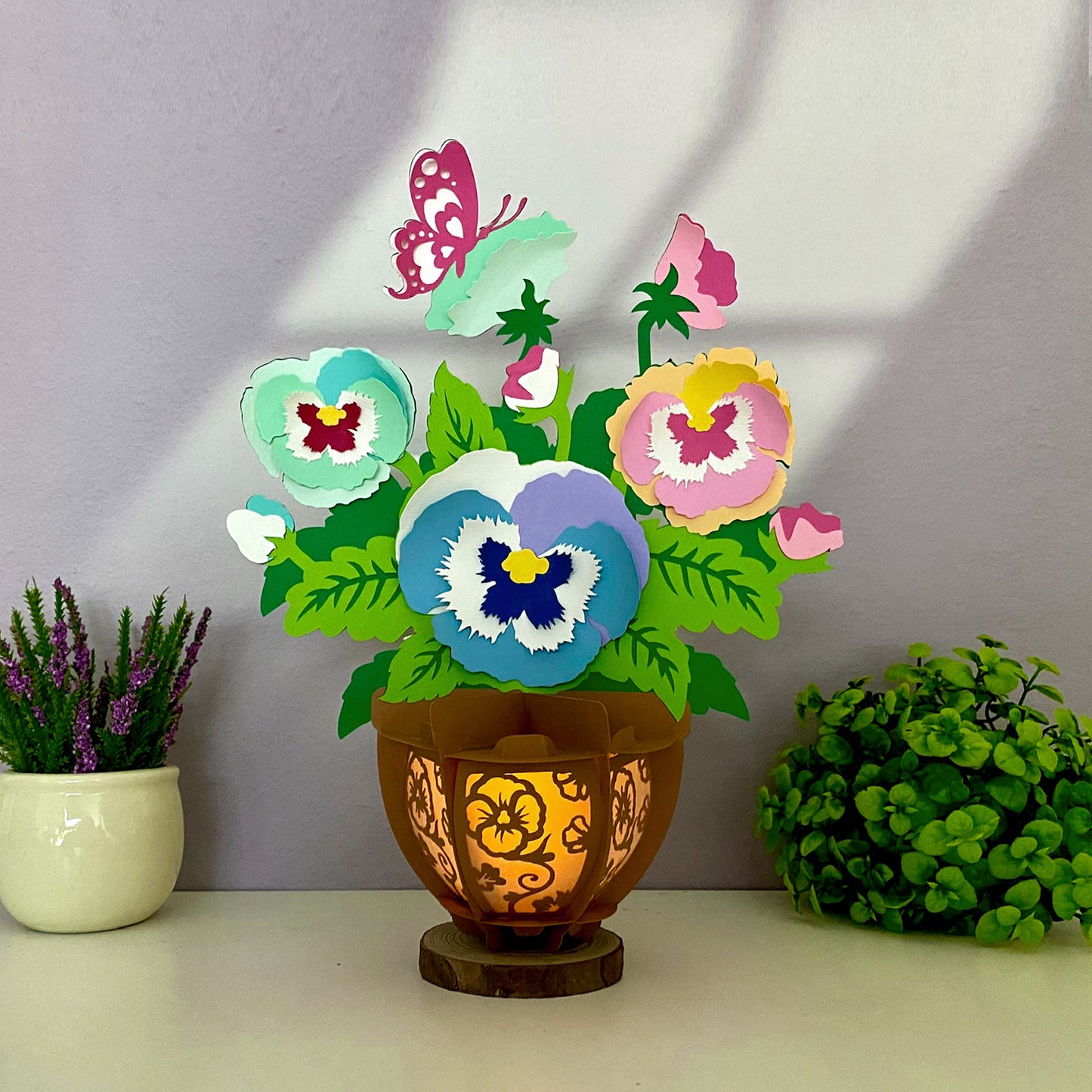 Pansy Petals - 3D Flower Pot Paper Lantern File  - Cricut File  - VEKTOR KRAFT