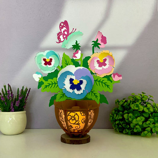 Pansy Petals - 3D Flower Pot Paper Lantern File  - Cricut File  - VEKTOR KRAFT