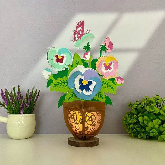 Pansy Petals - 3D Flower Pot Paper Lantern File  - Cricut File  - VEKTOR KRAFT