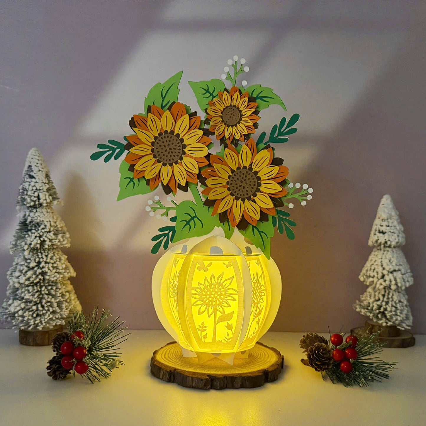 Sunflowers - 3D Flower Vase 2 Paper Lantern File  - Cricut File  - VEKTOR KRAFT