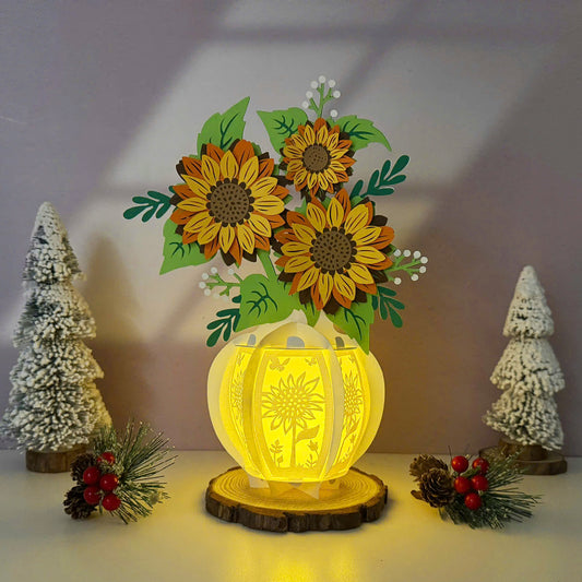 Sunflowers - 3D Flower Vase 2 Paper Lantern File  - Cricut File  - VEKTOR KRAFT