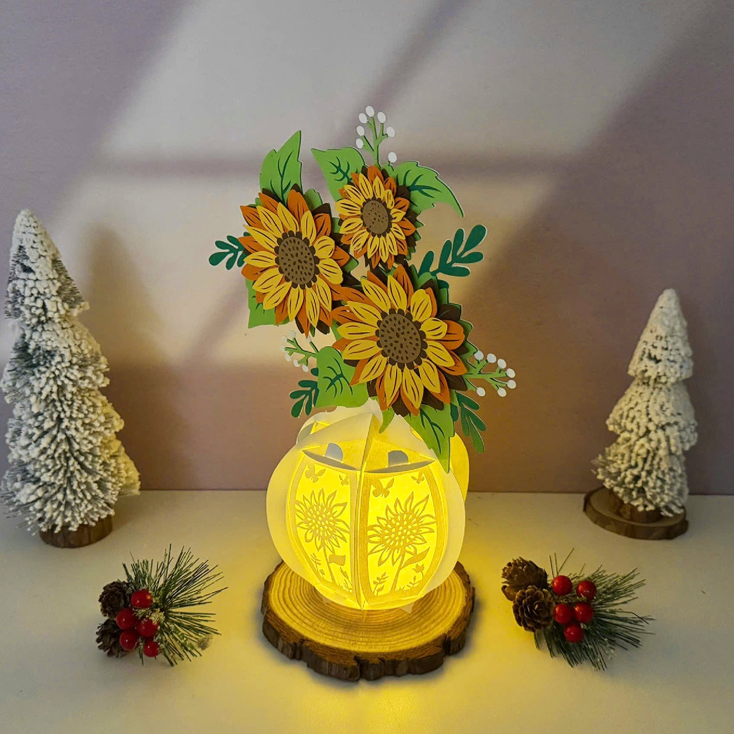 Sunflowers - 3D Flower Vase 2 Paper Lantern File  - Cricut File  - VEKTOR KRAFT