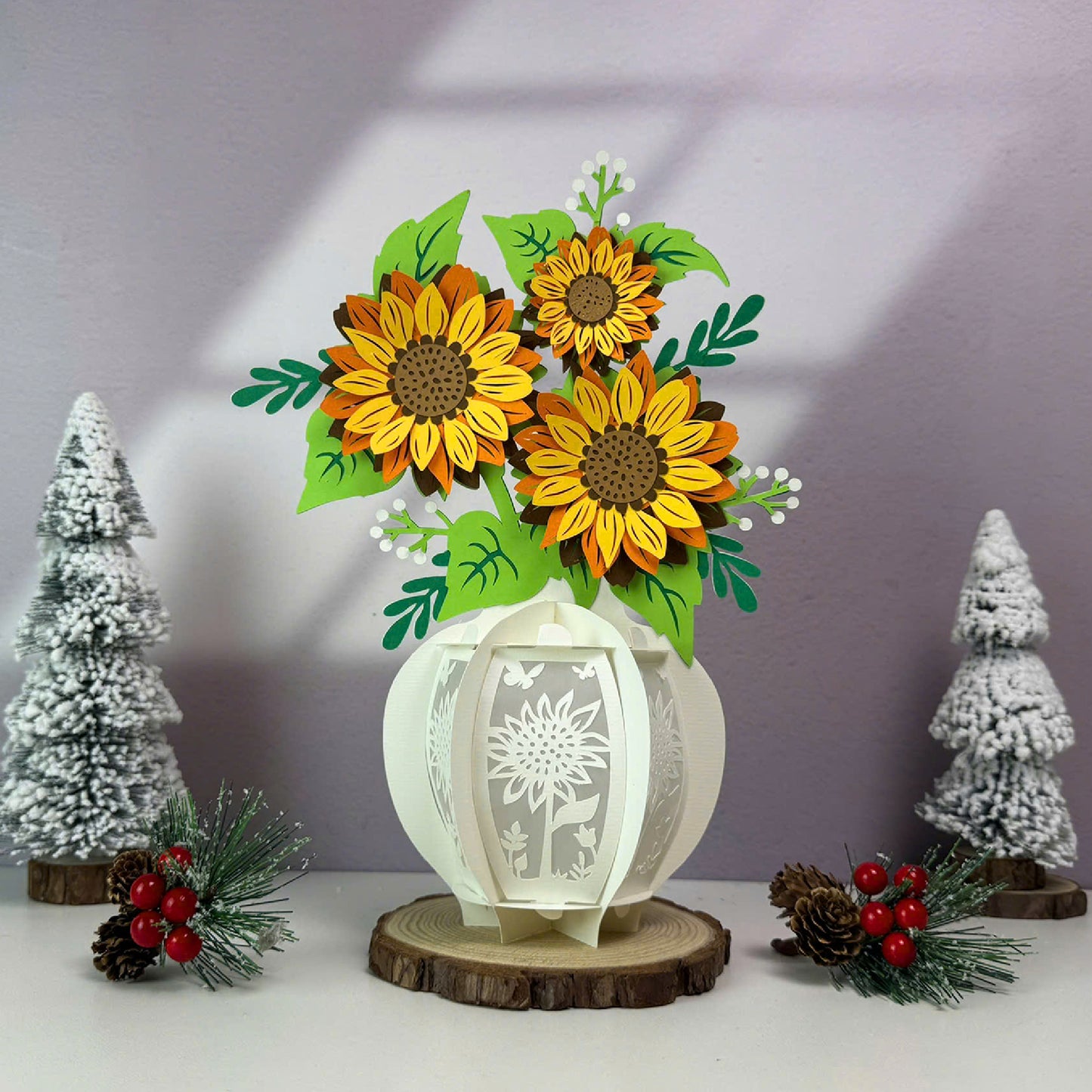 Sunflowers - 3D Flower Vase 2 Paper Lantern File  - Cricut File  - VEKTOR KRAFT