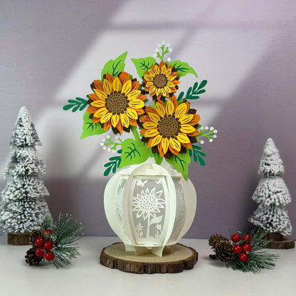 Sunflowers - 3D Flower Vase 2 Paper Lantern File  - Cricut File  - VEKTOR KRAFT
