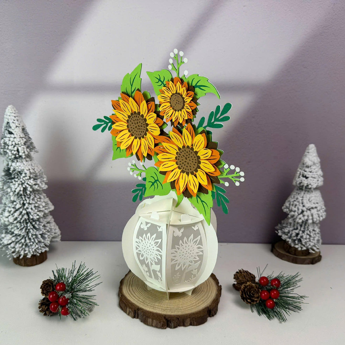 Sunflowers - 3D Flower Vase 2 Paper Lantern File  - Cricut File  - VEKTOR KRAFT
