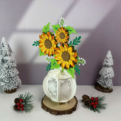 Sunflowers - 3D Flower Vase 2 Paper Lantern File  - Cricut File  - VEKTOR KRAFT