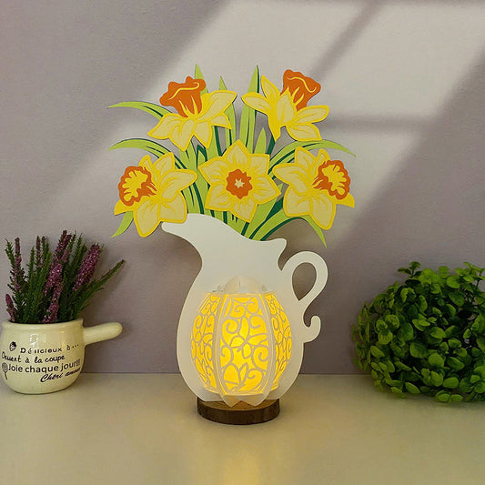 Daffodils - 3D Flower Vase Paper Lantern File  - Cricut File  - VEKTOR KRAFT