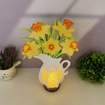 Daffodils - 3D Flower Vase Paper Lantern File  - Cricut File  - VEKTOR KRAFT