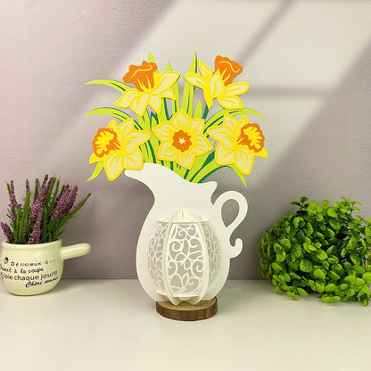 Daffodils - 3D Flower Vase Paper Lantern File  - Cricut File  - VEKTOR KRAFT