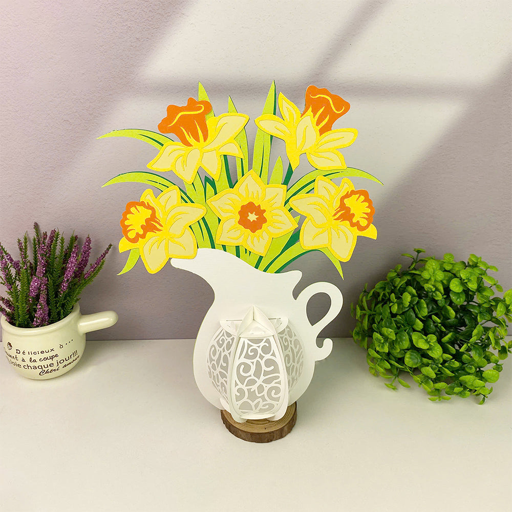 Daffodils - 3D Flower Vase Paper Lantern File  - Cricut File  - VEKTOR KRAFT