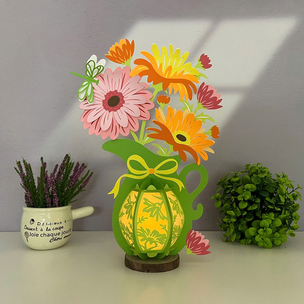 Gerbera - 3D Flower Vase Paper Lantern File  - Cricut File  - VEKTOR KRAFT