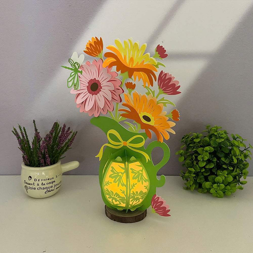 Gerbera - 3D Flower Vase Paper Lantern File  - Cricut File  - VEKTOR KRAFT