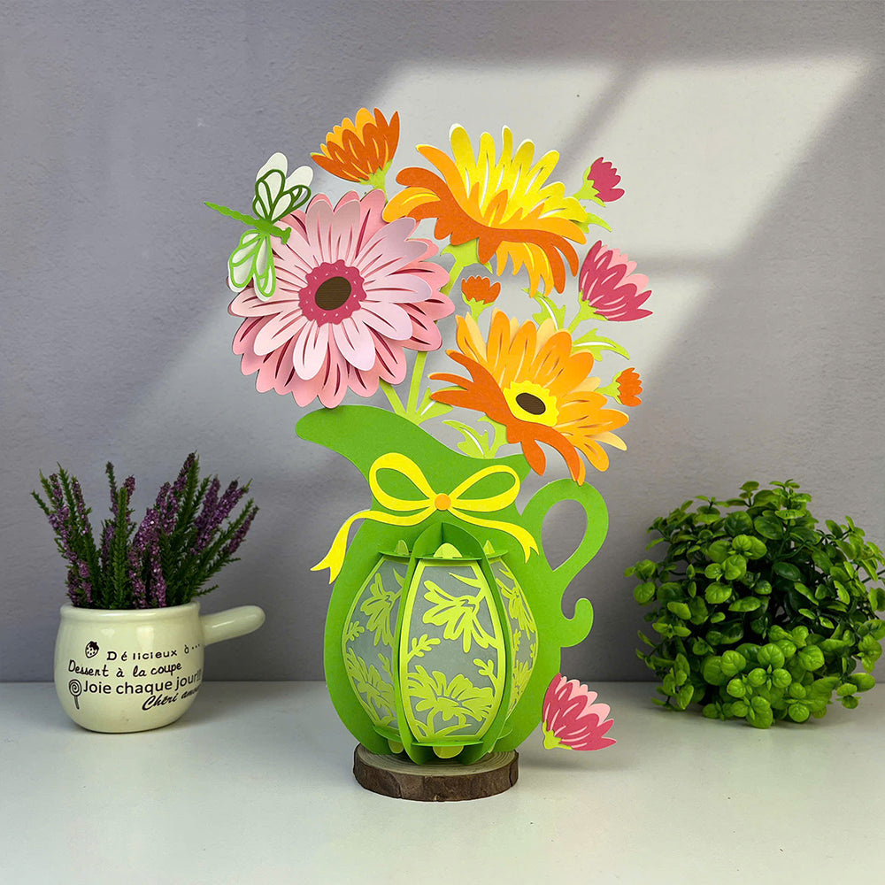 Gerbera - 3D Flower Vase Paper Lantern File  - Cricut File  - VEKTOR KRAFT